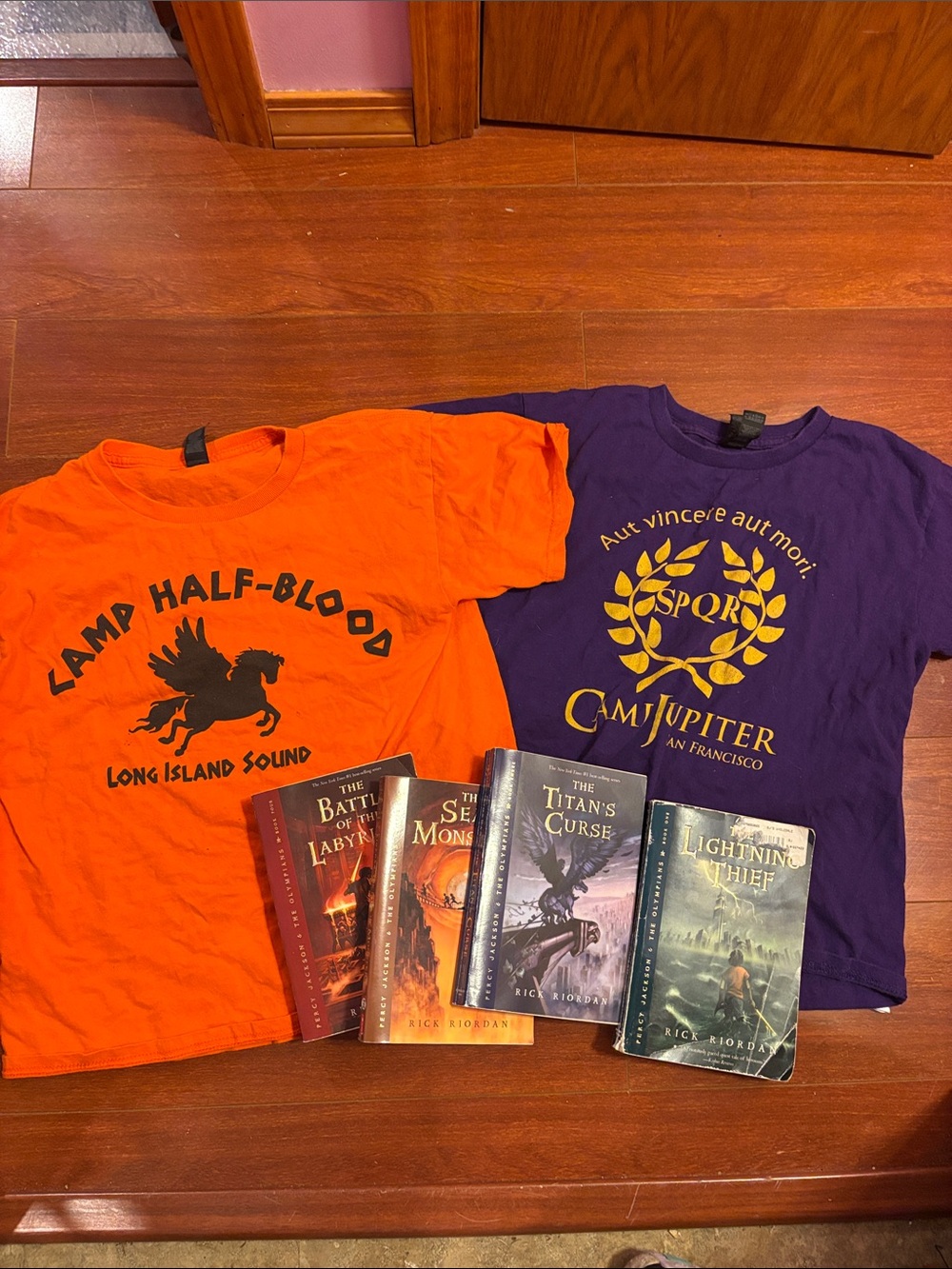 Camp Half Blood T-shirts Percy Jackson  4 paperback books - kids medium.